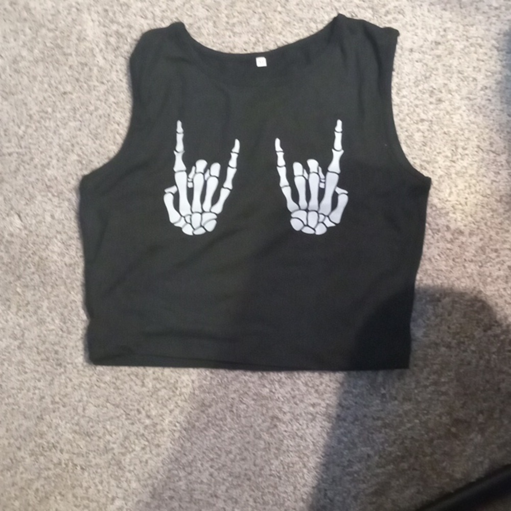 Skeleton hand graphic crop top